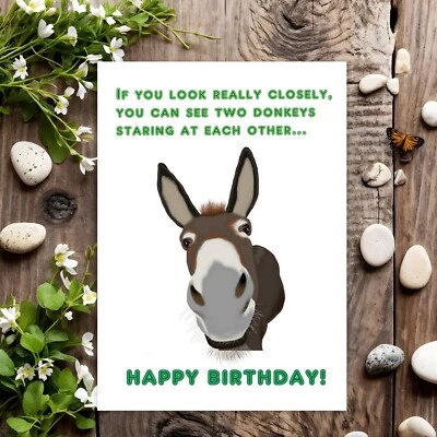 YUUKO Funny Birthday Card Rude Joke Humour for Him Her Men Women Male Female - Donkeys