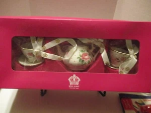 Royal Albert Cheeky Pink Mini Teapot with Teacup & Saucer Ornaments NEW in BOX - Picture 1 of 5