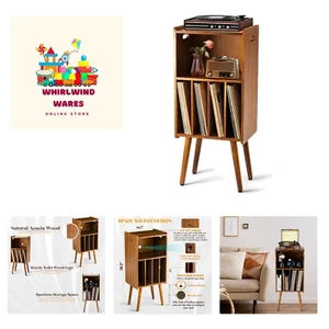 Wooden LP Record Player Stand, 3-Tier Turntable Stand Cabinet Holds up to 100... - Picture 1 of 8