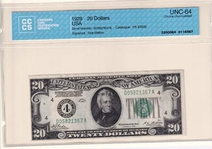 $20 1928 Federate Reserve Note, Fr #2350D, CCCS 64 (Redeemable in Gold) (61517) - Picture 1 of 2