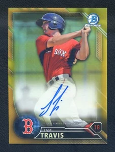 2016 Bowman Chrome "Gold Refractor" Autograph Sam Travis SP RC AUTO #'d/50 - Picture 1 of 2