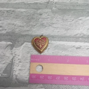 1984 Signed MMA Metropolitan Museum of Art Red Enamel Heart Locket Pendant 1" - Picture 1 of 3