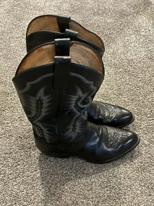 Men's Tony Lama Stallion Western Black Leather Cowboy Boots 10EE Style 2914 USA - Picture 1 of 9