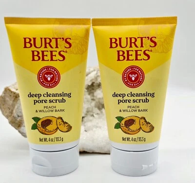🍑 2-Pack Burt’s Bees Deep Cleansing Pore Scrub –Peach & Willow Bark | 4 oz Each - Image 1 of 4