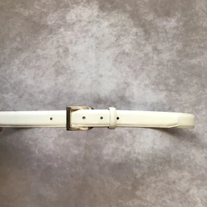 Vintage DKNY Italian Calfskin Leather Belt XL Ivory Cream White Gold Tone Buckle - Picture 1 of 6