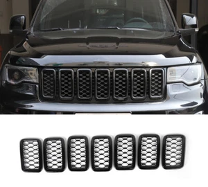 7x Front Mesh Grill Insert Decor Cover Trim For Jeep Grand Cherokee 2017+ Black - Imagen 1 de 14