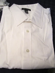NEW LANDS END SPREAD COLLAR PINPOINT SHORT SLEEVE DRESS SHIRT WHITE SIZE 20 - Picture 1 of 2