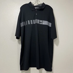 Sz 2XL Nike Golf Polo Dry Fit Black Gray Stripes “Columbia Forest Products” - Picture 1 of 6