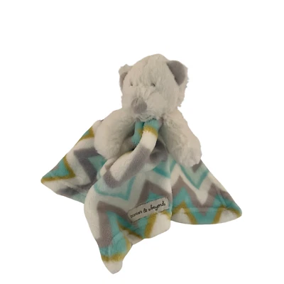 Manta de seguridad Mantas & Beyond White Bear gris dorado aguamarina Zig Zag Lovey 14" Foto 1 de 4