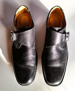 Clarks Collection Scarpe eleganti slip-on uomo, pelle nera, fibbia taglia 8 M - Foto 1 di 11