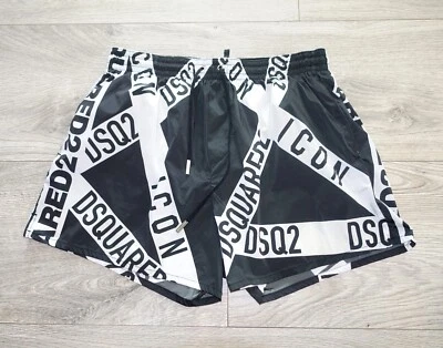 DSQUARED2 TRUNKS 48 swim beachwear short shorts d2 icon black white m - Bild 1 von 4