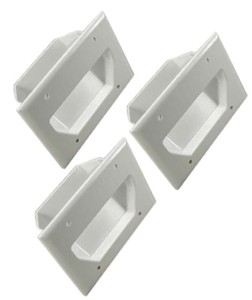 3x 3-Gang Low Voltage Pass Through Audio Video Cable Recessed Wall Plate White