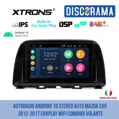 AUTORADIO ANDROID 10 STEREO AUTO MAZDA CX5 2012-2017 CARPLAY WIFI COMANDI VOLANT - Immagine 1 di 4