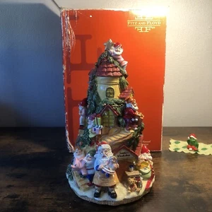 Fitz And Floyd Santa's Workshop  Santa & elves Music box (Tune Toyland )2008 - Picture 1 of 14