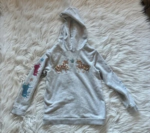 365 kids garanimals girls Unicorn Sequin Gray Sparkle Hoodie Sweater Size 8 - Picture 1 of 8