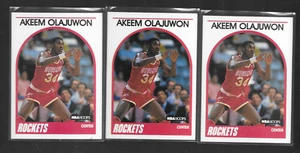 1989-90 NBA HOOPS # 180 AKEEM OLAJUWON (3 COPIES) NICE CARDS - Picture 1 of 2