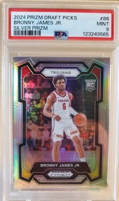 Tarjeta BRONNY JAMES 2024 Panini Prizm Silver Refractor #86 PSA 9 Rookie LAKERS RC Foto 1 de 3