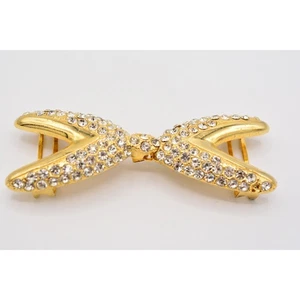 Fibbia cintura cristallo vintage strass tono oro scintillante lucido anni 80 contenitore1 - Foto 1 di 12