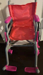 Rollstuhl für 18 Zoll Puppe ~ rosa & grau faltbarer Rollstuhl ~ Camino International - Bild 1 von 5