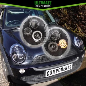 BMW Mini R50 2001-2004 Projector Halo Angel Eyes Rings Headlights Black Inner - Picture 1 of 8