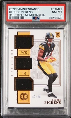 George Pickens Rookie 2022 Panini Encased #RTM-22 Triple Patch #/99 - PSA 8 - Image 1 of 4