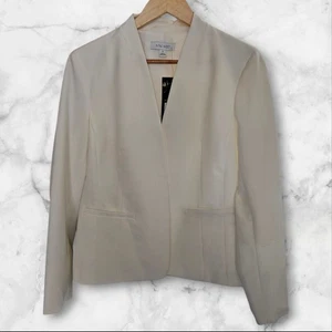 Nine West Womens Blazer Jacket Size M White Open Front Long Sleeve NWT $99 - Picture 1 of 15