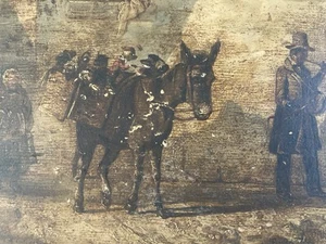 Ölgemälde Holz 1894 ? Affe auf Esel zum Identifizieren alter Impressionismus - Bild 1 von 11