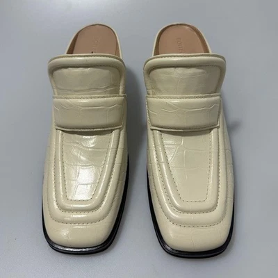 Bottega Veneta Croc 压花皮革乐福鞋穆勒鞋白色女式 EU 36.5/US 6.5 — 第 1/4 张图片