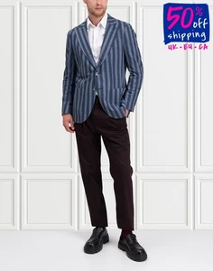 RRP €728 TOMBOLINI Blazer Jacket IT48 US38 M Striped Partly Lined Made in Italy - Picture 1 of 10