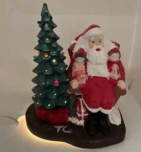 Lighted Ceramic Mold Christmas Tree Santa Kids On Chair Hand Painted Vintage SEE - Bild 1 von 24