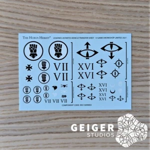 WARHAMMER 30K Legions Astartes Vehicle Water Slide Decal Transfer Sheet GW - Bild 1 von 1