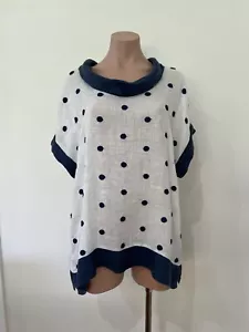 Dea Positano Linen Spot Top Cowl Neck Size 14 - Picture 1 of 8