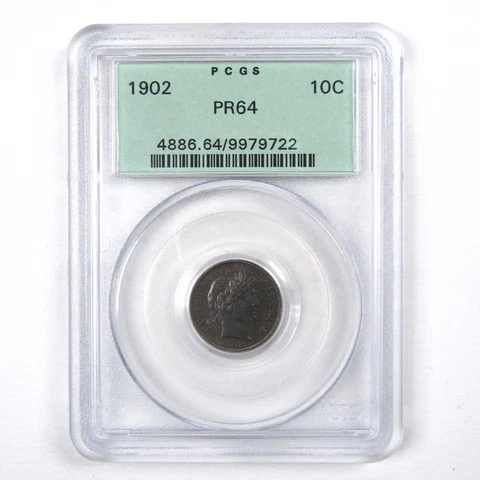 1902 Barber Dime PR 64 PCGS 90% Silver 10c Proof Type Coin SKU:I3187 Cover