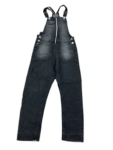 Steve Madden Kids Girls Size 8 Black Denim Overall Jumpsuit Adjustable Straps - Picture 1 of 3