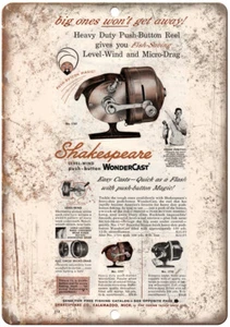 Shakespeare WonderCast Angelrolle Anzeige - 12"" x 9"" Reproduktion Metallschild - Bild 1 von 1