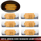 6x Amber Thin Side Marker Lights Clearance 22 LED Chrome for Freightliner 12V