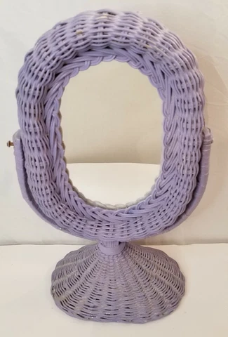 Vintage Lavender Wicker Stand Mirror Cover