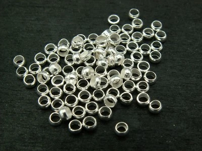 3mm Quetschperle  rund versilbert Crimp Perle 10 - 2000 Stück SB 43 - Bild 1 von 2