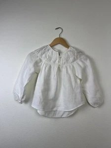 Zara Girls Size 8 NWT Long Sleeve White Linen Top - Picture 1 of 6