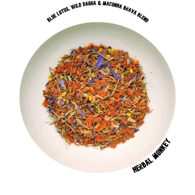 HERBALMONKEY Blue Lotus, Wild Dagga, Maconha Brava Finely Chopped & Blended
