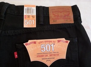 Levi's 501 Jeans Black W40 L30 White Oak Cone Mills Made in USA - Picture 1 of 10