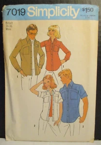Camisa de hombre Simplicity Pattern 7019 manga corta larga talla pequeña (34-36") corte - Imagen 1 de 11