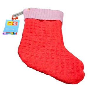 Maglione Calze Lego Collection Target Natale Lavorato a Maglia Rosa Rosso 20" Texturale - Foto 1 di 12