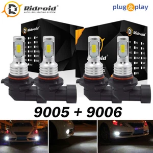 4x 9005 9006 Combo COB LED Faros Kit Bombillas de Haz Alto/Bajo 6000K Súper Blanco - Imagen 1 de 12