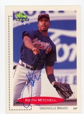 SIGNED BASEBALL CARD AUTO ATLANTA BRAVES KEITH MITCHELL CLASSIC BEST 1991