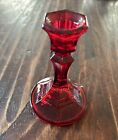 Vintage Indiana Glass Ruby Red Candlestick Candle Holder 4.5”x 3.25”