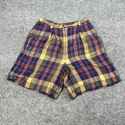 Pantalones Cortos Lauren Ralph Lauren Para Mujer 8 Bermudas Chinas A Cuadros Oscuros de Lino Tiro Alto Foto 1 de 4