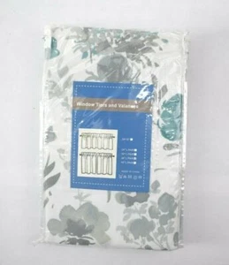 Haperalre Navy Blue Floral Cafe Flowers Short Tier Window Curtains 27" x 36" - Picture 1 of 10
