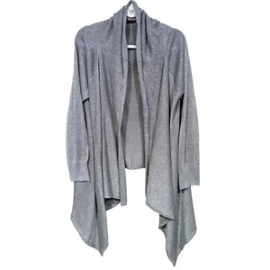 Michael Simon Studio Silver Gray Metallic Open Front Drape Cardigan sz XL - Picture 1 of 6