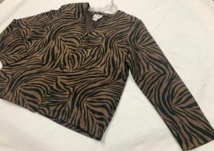 CATHY DANIELS Animal Print Jacket Topper Sueded Polyester Women's Size 14 - Picture 1 of 6
